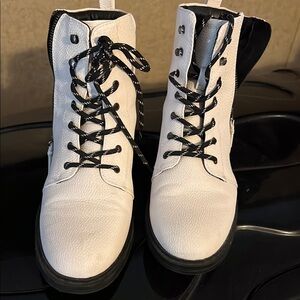 BareTraps Black and White Lace-Up Women's Boots